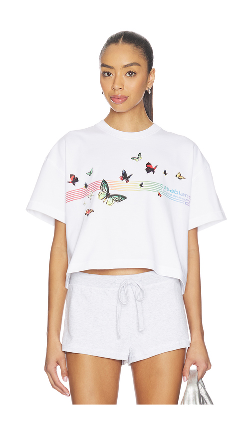 Casablanca butterfly boxy cropped t-shirt en color blanco L también en M