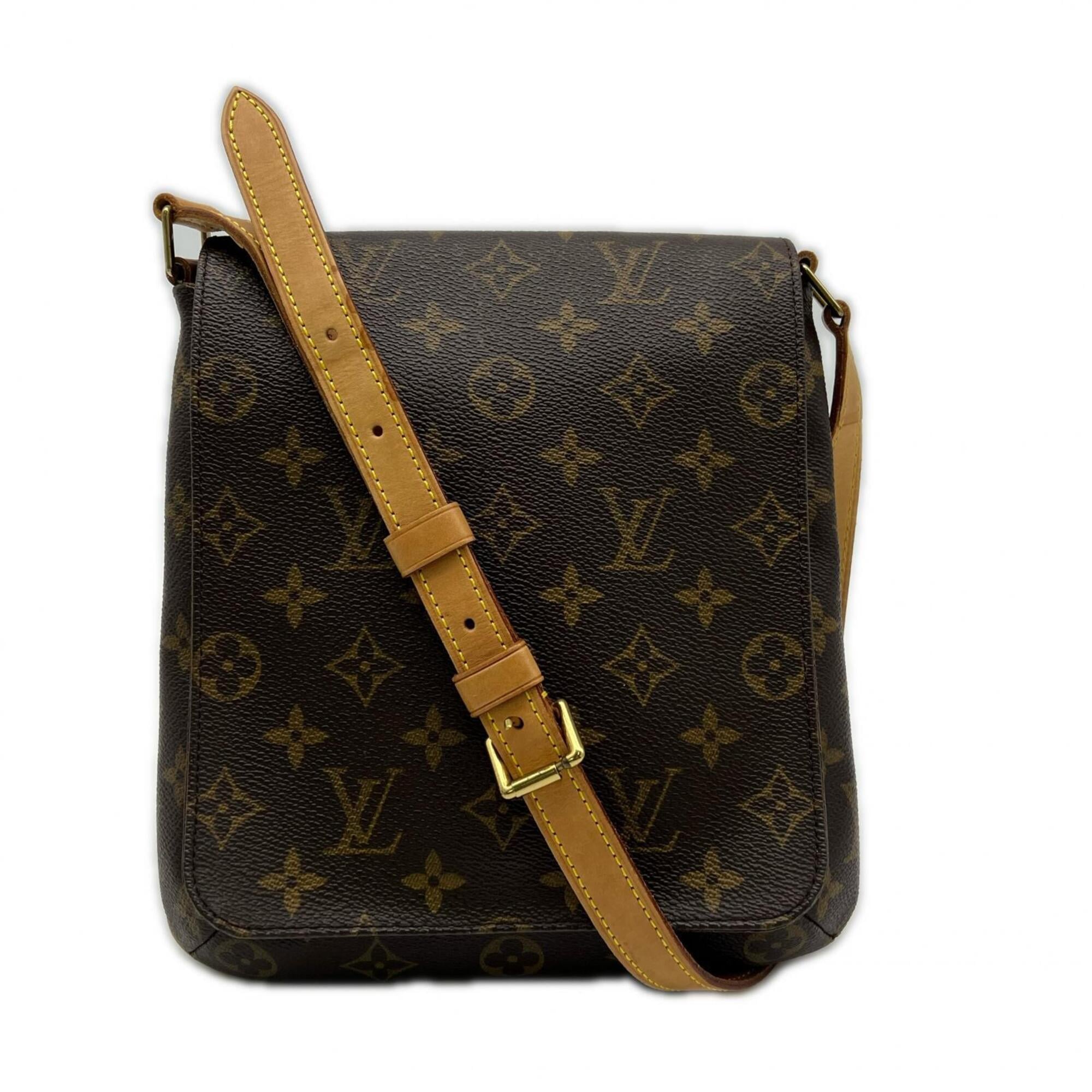 Louis Vuitton Monogram Beige Brown Coated Canvas Leather Shoulder Bag Pre-Owned