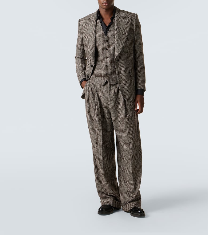 Checked single-breasted vest