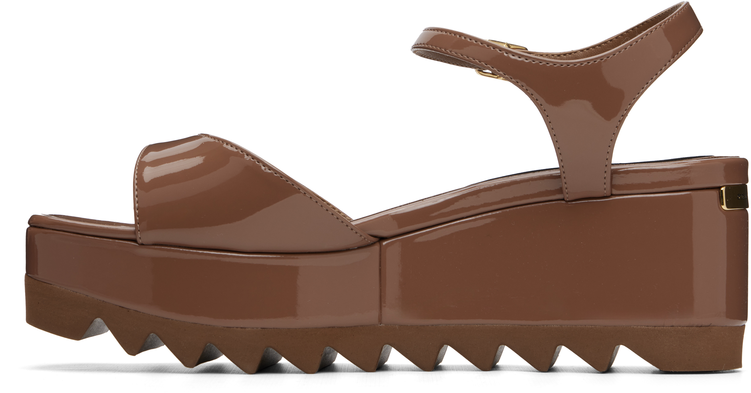 Brown Elyse Patent Platform Sandals