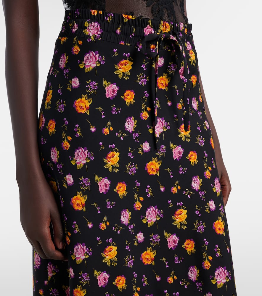 Floral silk-blend charmeuse maxi skirt