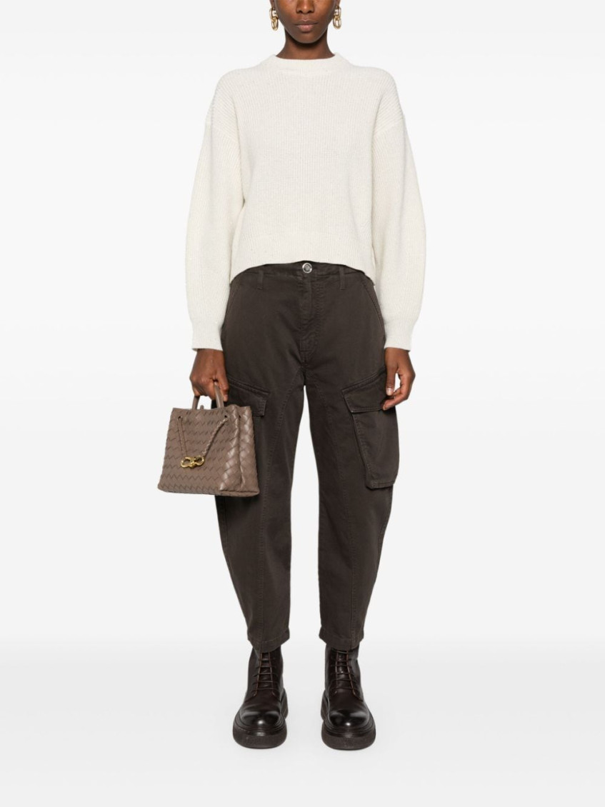 Sequin-embellished knitted jumper - Neutrals