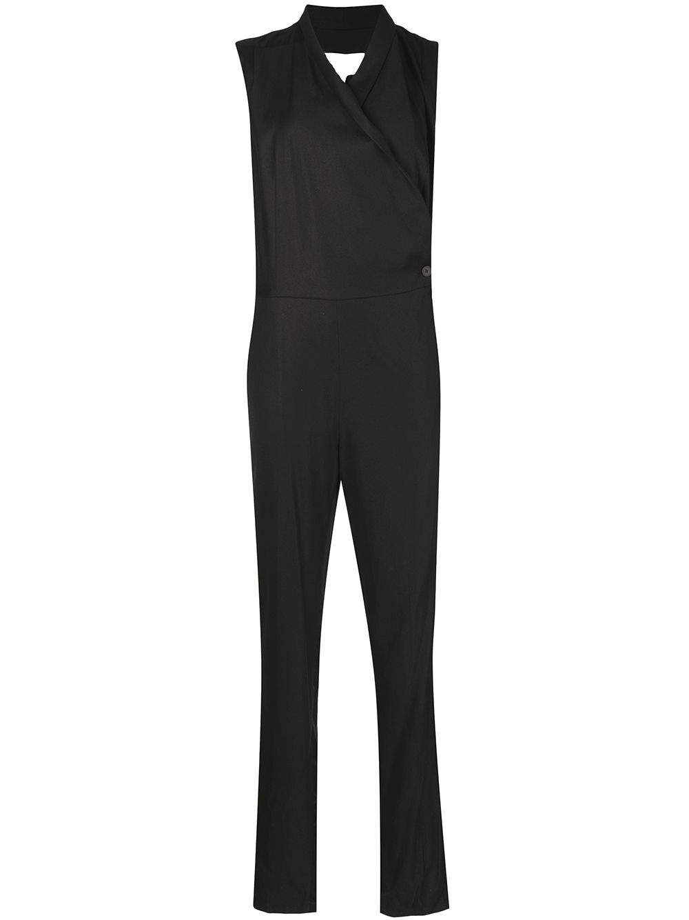 Wrap-style sleeveless jumpsuit - Black