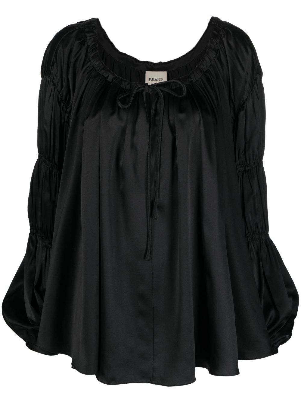 Lenny scoop-neck silk blouse - Black