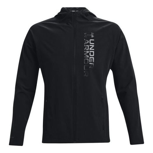 Men's Out The Storm waterproof Light Woven Running Sports Hooded Jacket Black