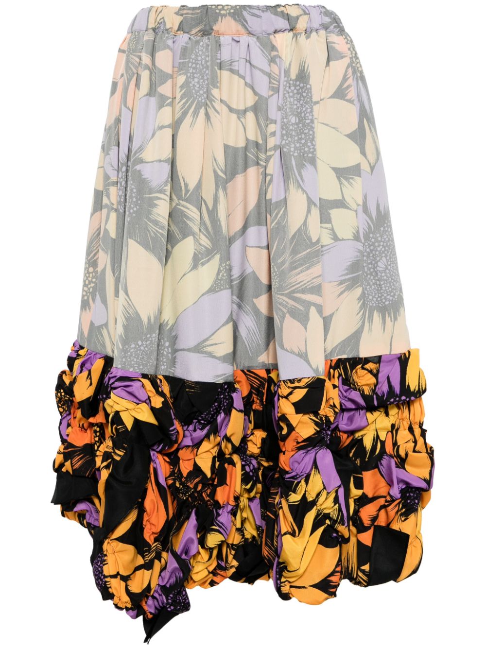 Floral-print midi skirt - Black