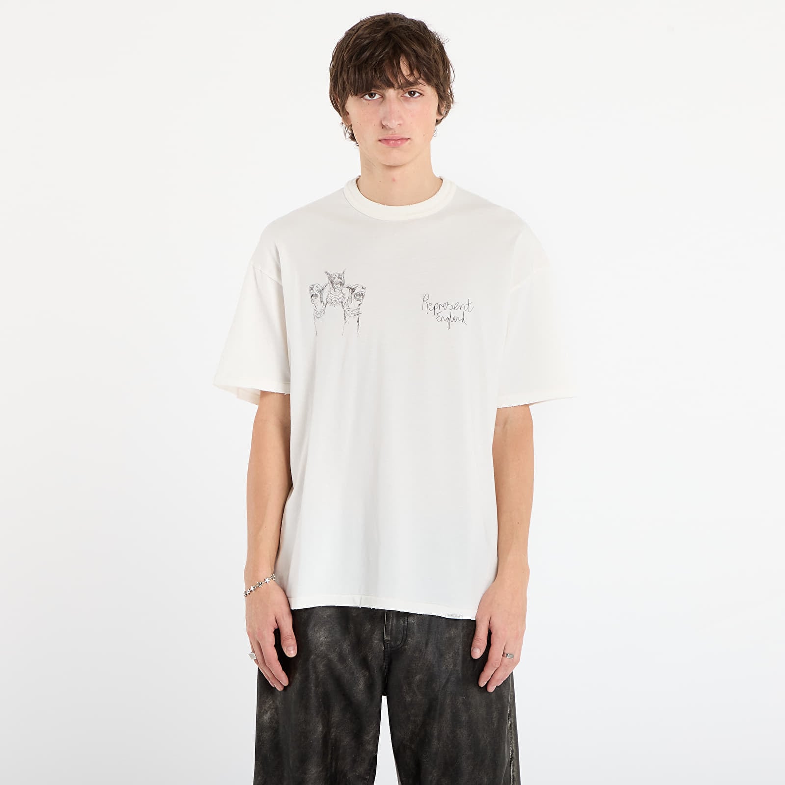 Men's Hand Drawn Thoroughbred Dogs T-Shirt Flat White