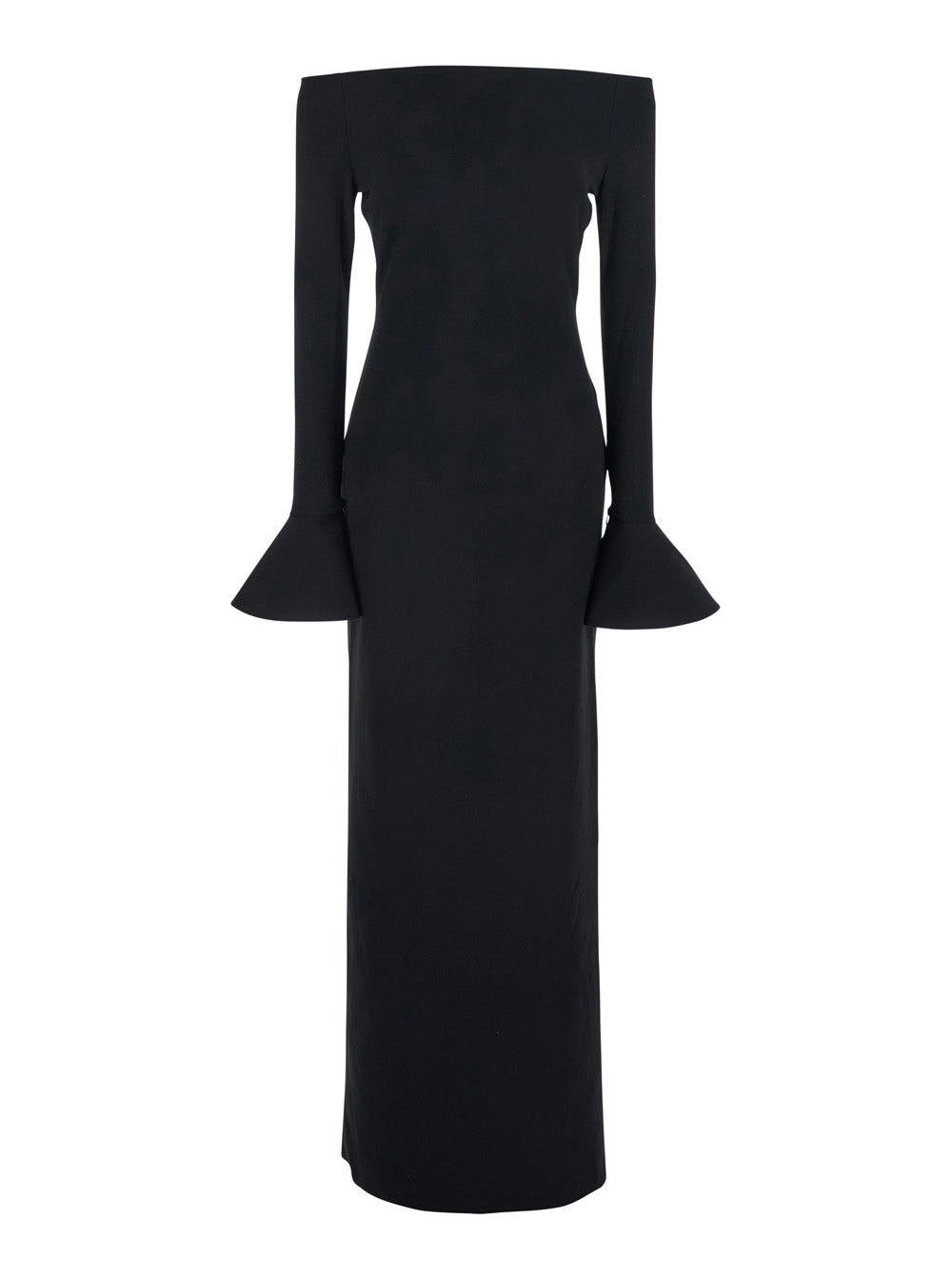 Off-Shoulder Flared Sleeve Dress — Black