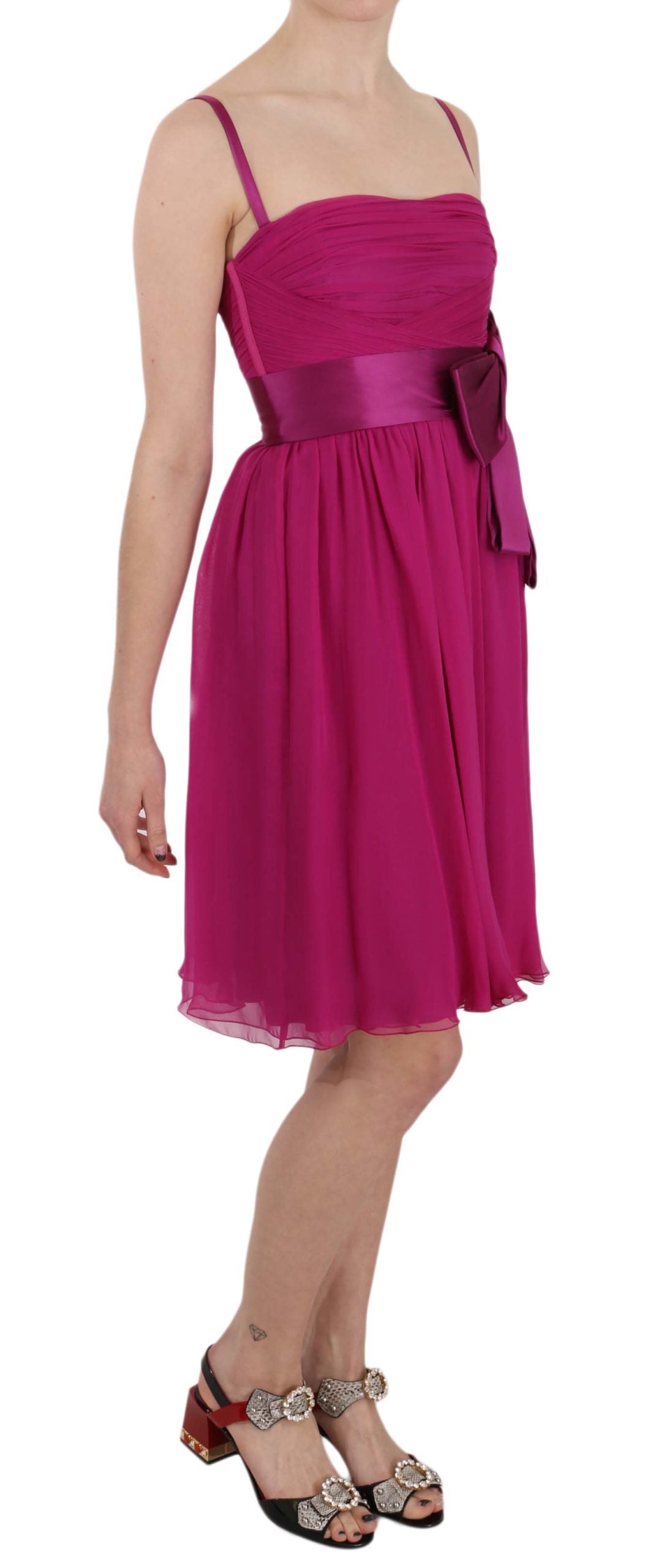 Silk Bow Dress — Pink