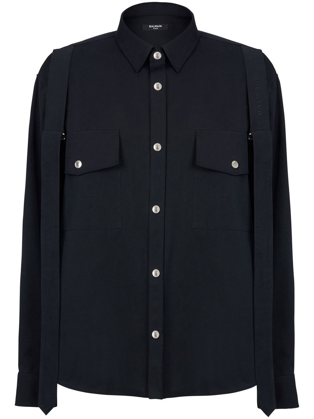 Chest flap-pocket detail shirt - Black
