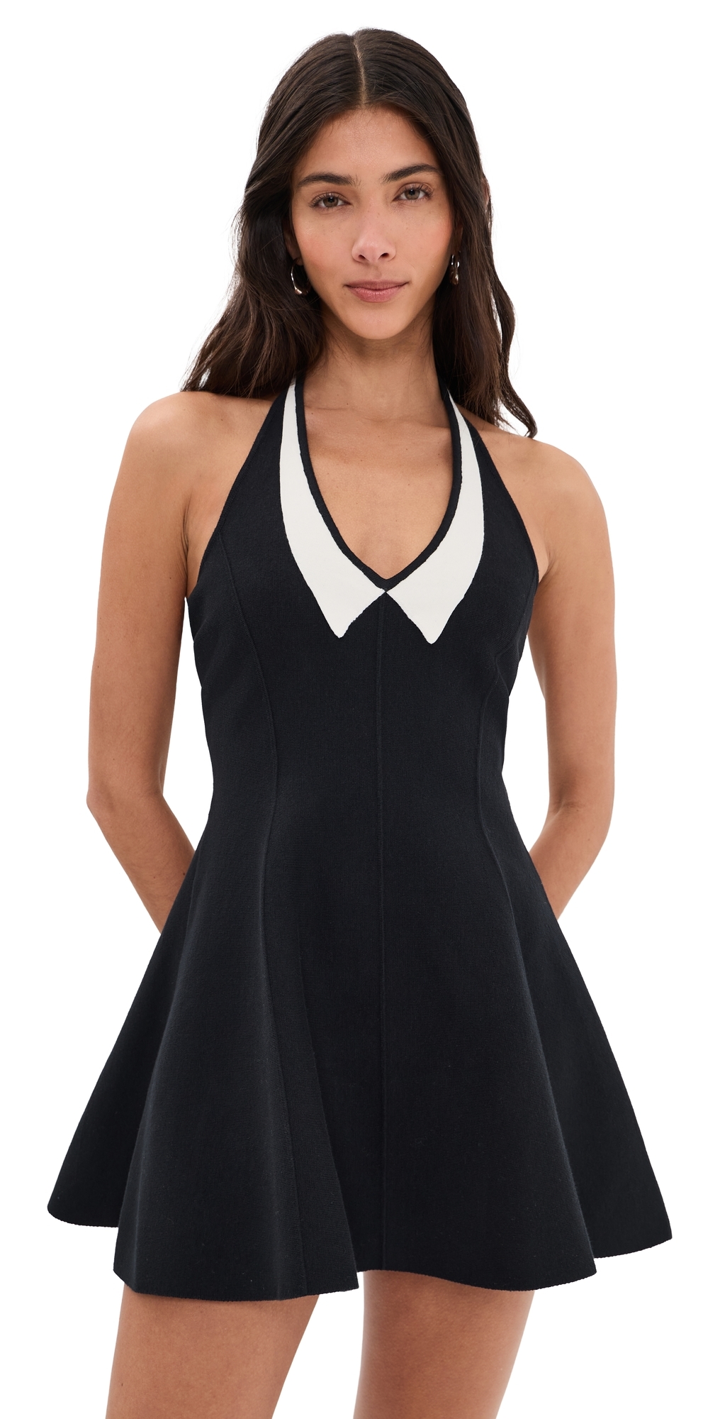 Sofia Collared Flare Dress Black/Ivory