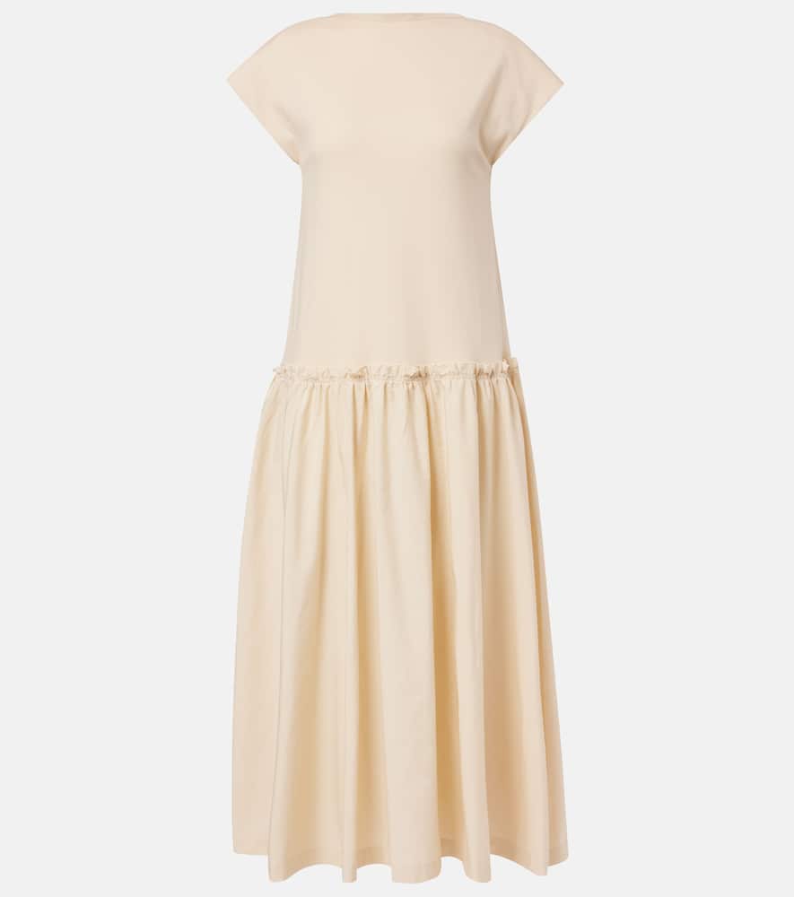 Cotton poplin jersey maxi dress