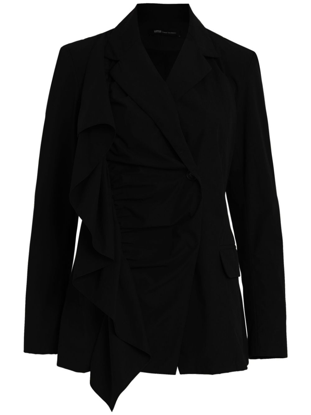 Ruffle-detail single-breasted blazer - Black