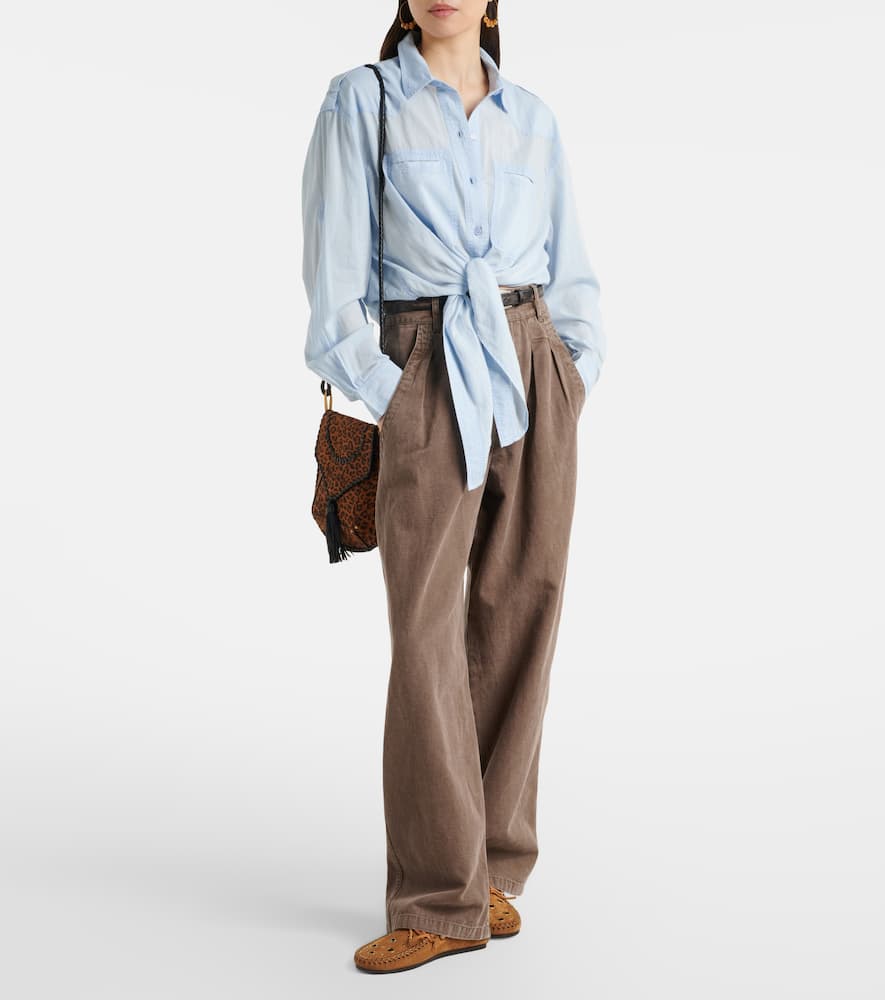 Nadine cotton and linen wide-leg pants