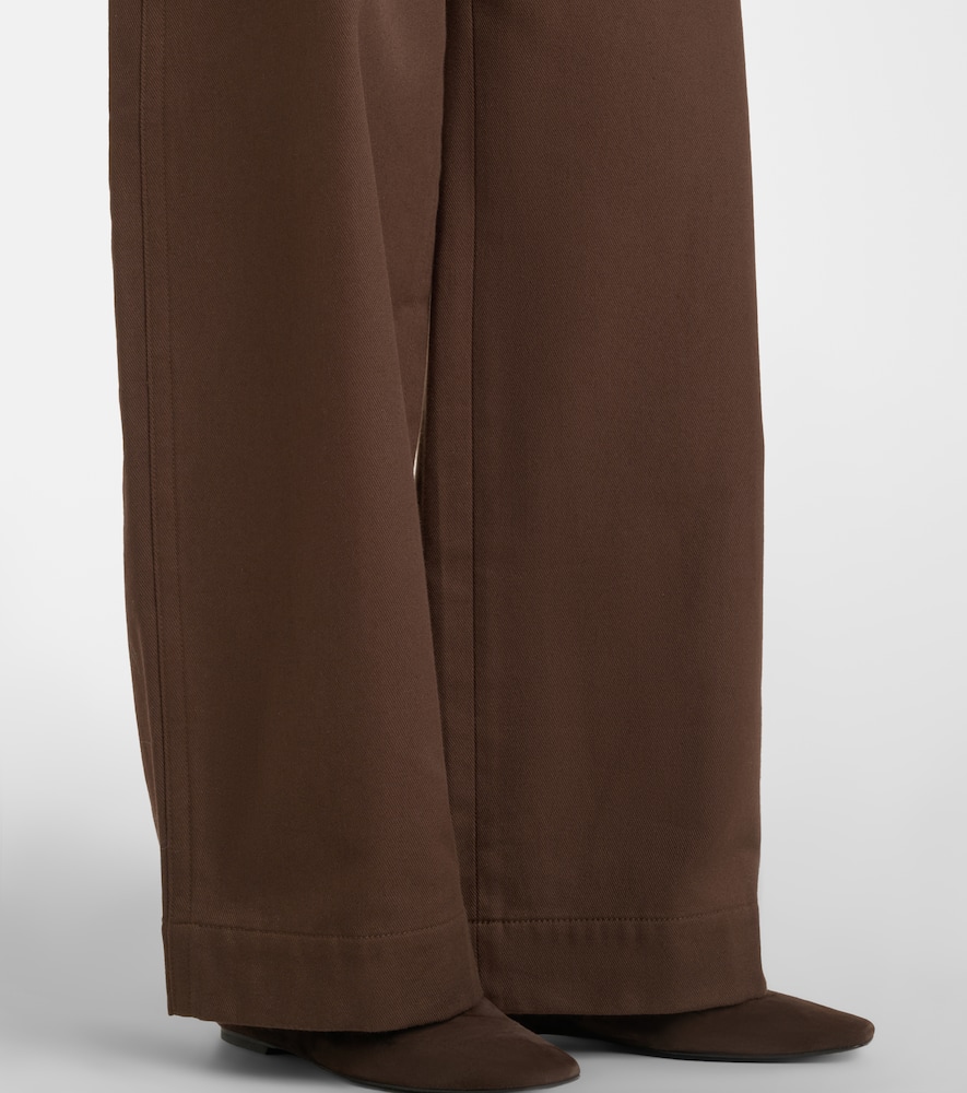 Cotton twill wide-leg pants