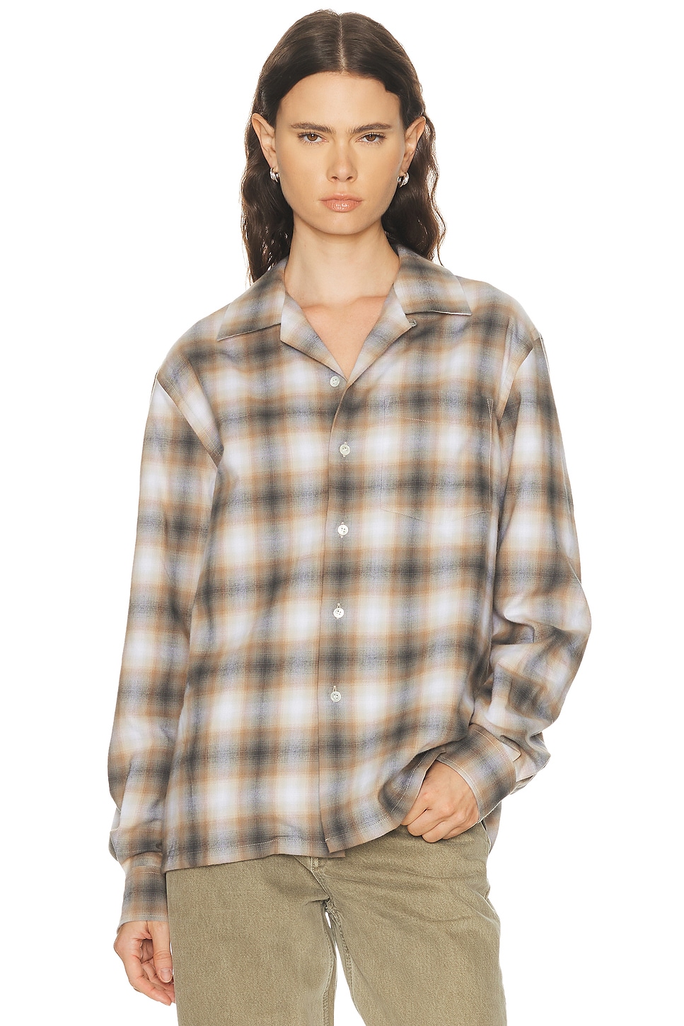 JW Anderson Check Shirt in Biscuit - Grey,Brown. L also in