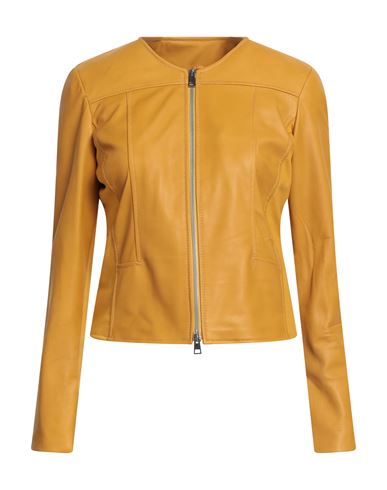 Woman Jacket Marigold Size S Leather, Viscose, Nylon, Elastane