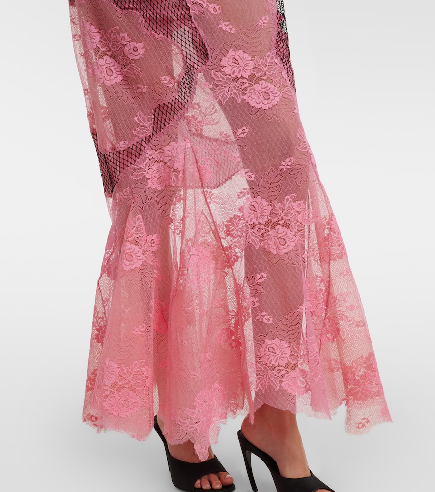 Sheer lace and mesh maxi dress