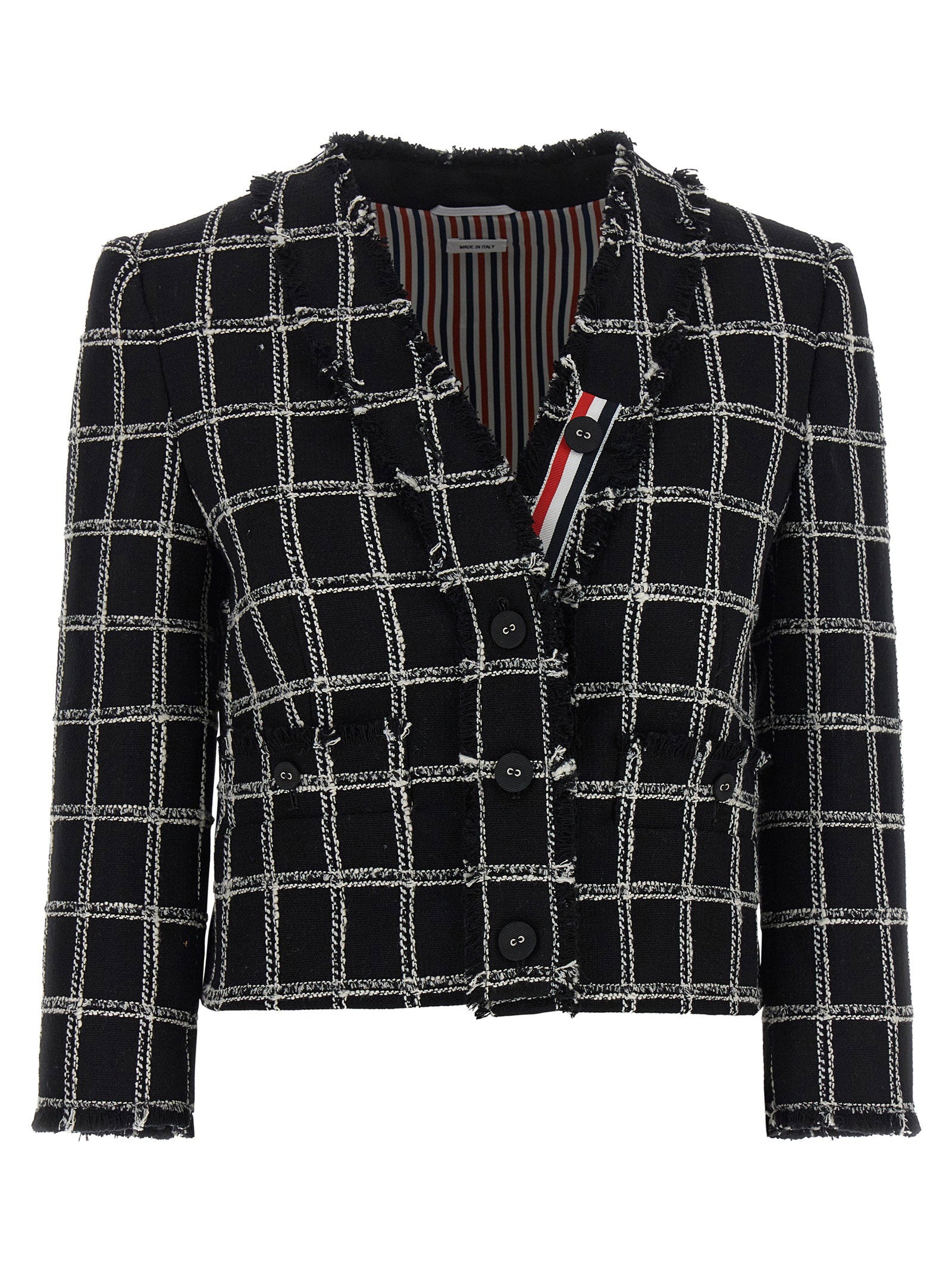 Windowpane Tweed Blazer — Black