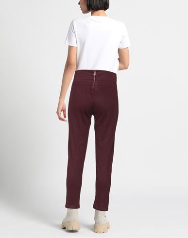 Woman Pants Burgundy Size 2 Cotton, Elastane