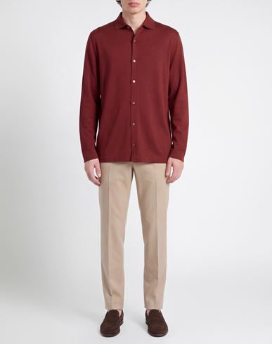 Athleisure Man Shirt Brick Size 50 Virgin Wool