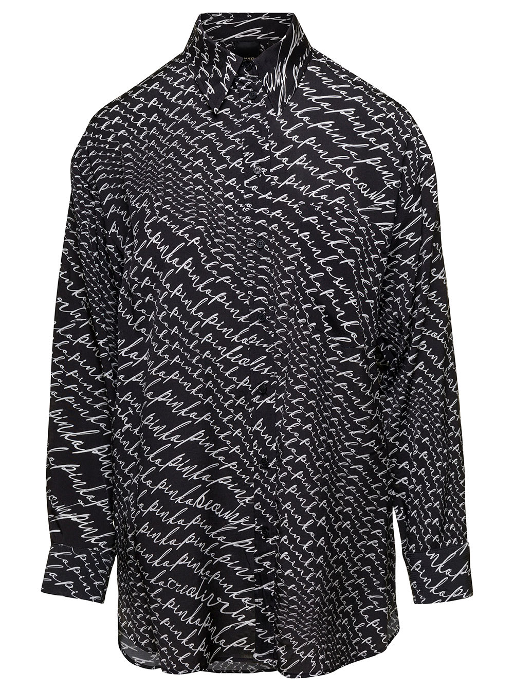 Logo-print spread-collar shirt - Black