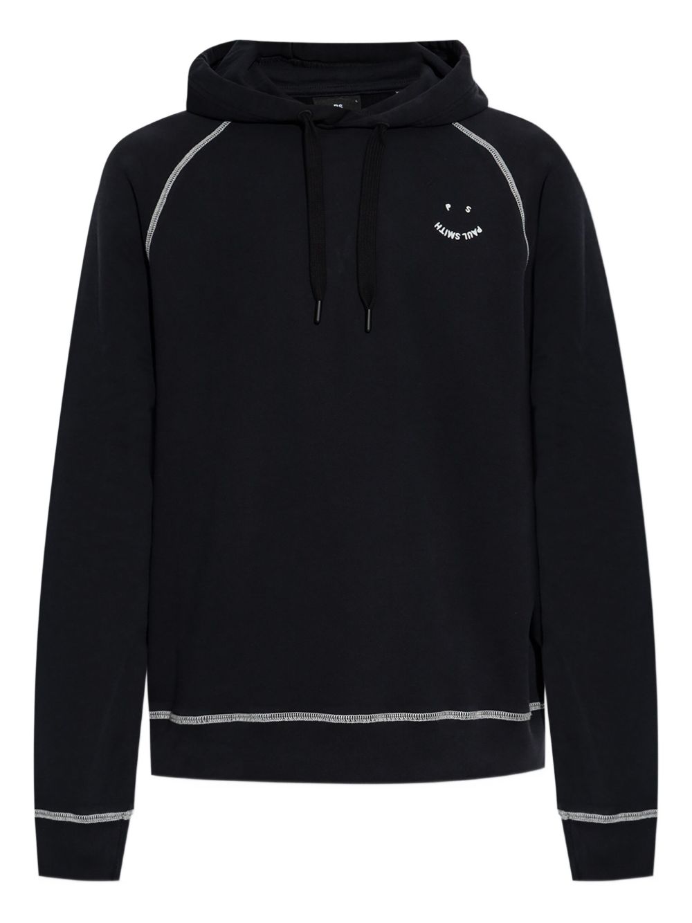 Happy contrast-stitch hoodie - Black