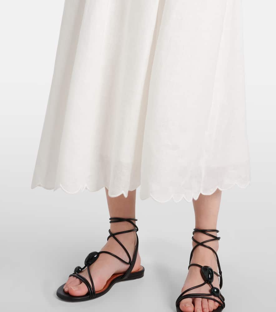 Rhiannon scalloped linen midi dress