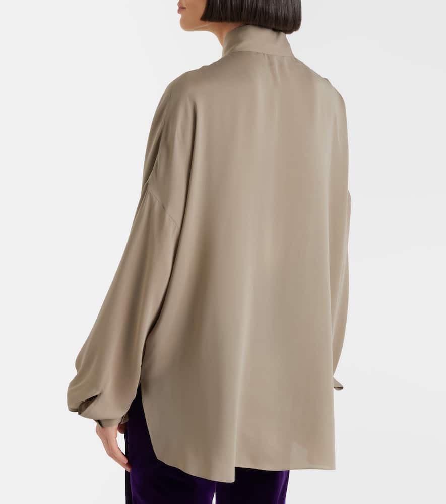 Tie-neck silk georgette blouse