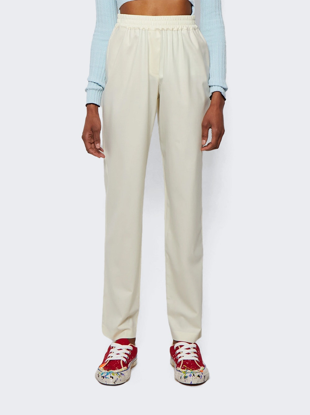 Wool tapered joggers - White