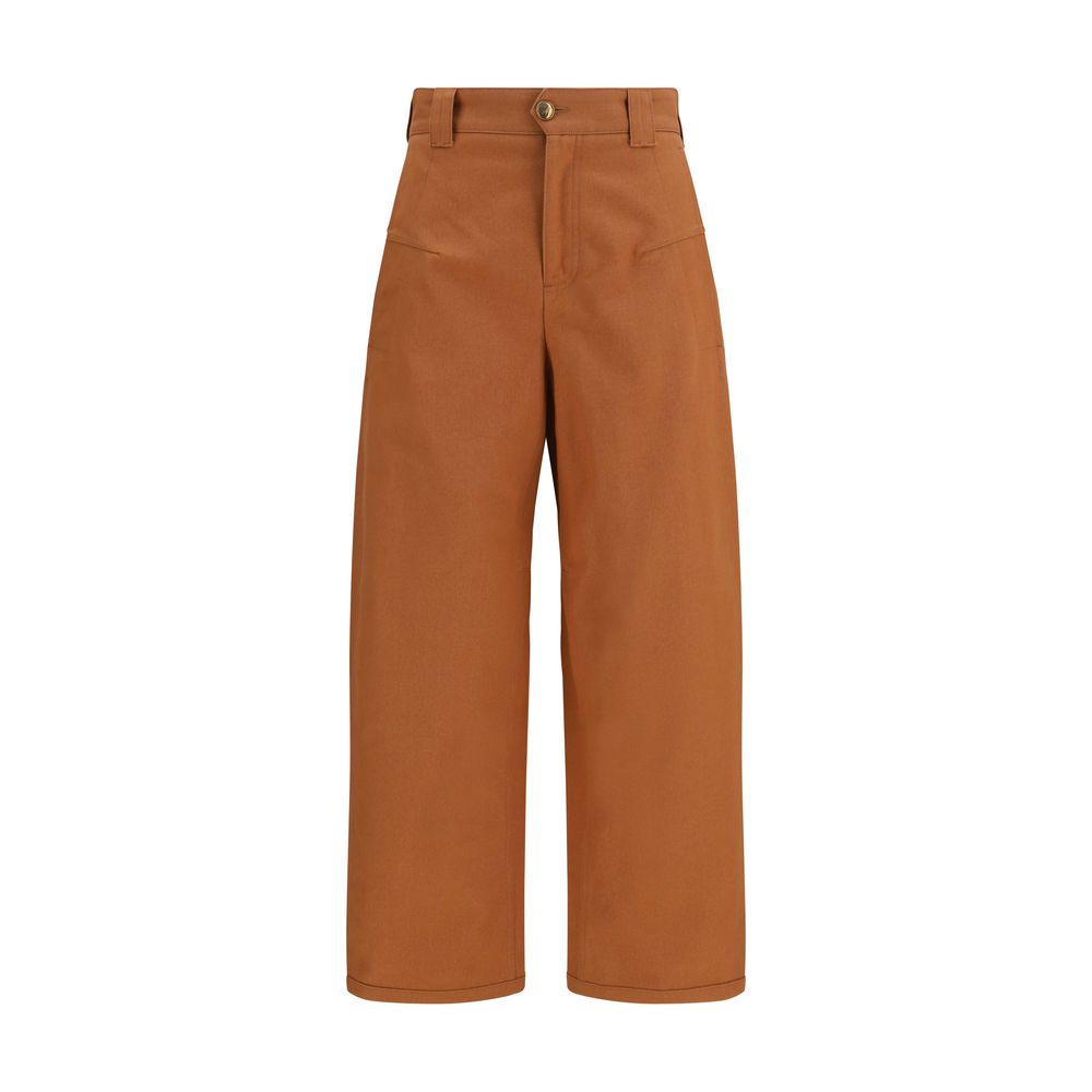 Organic Cotton Canvas Barrel-Leg Trousers — Orange