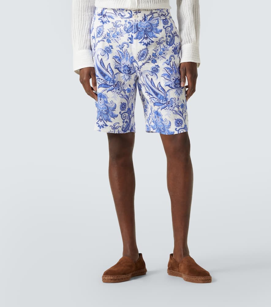 Etro Paisley linen Bermuda shorts