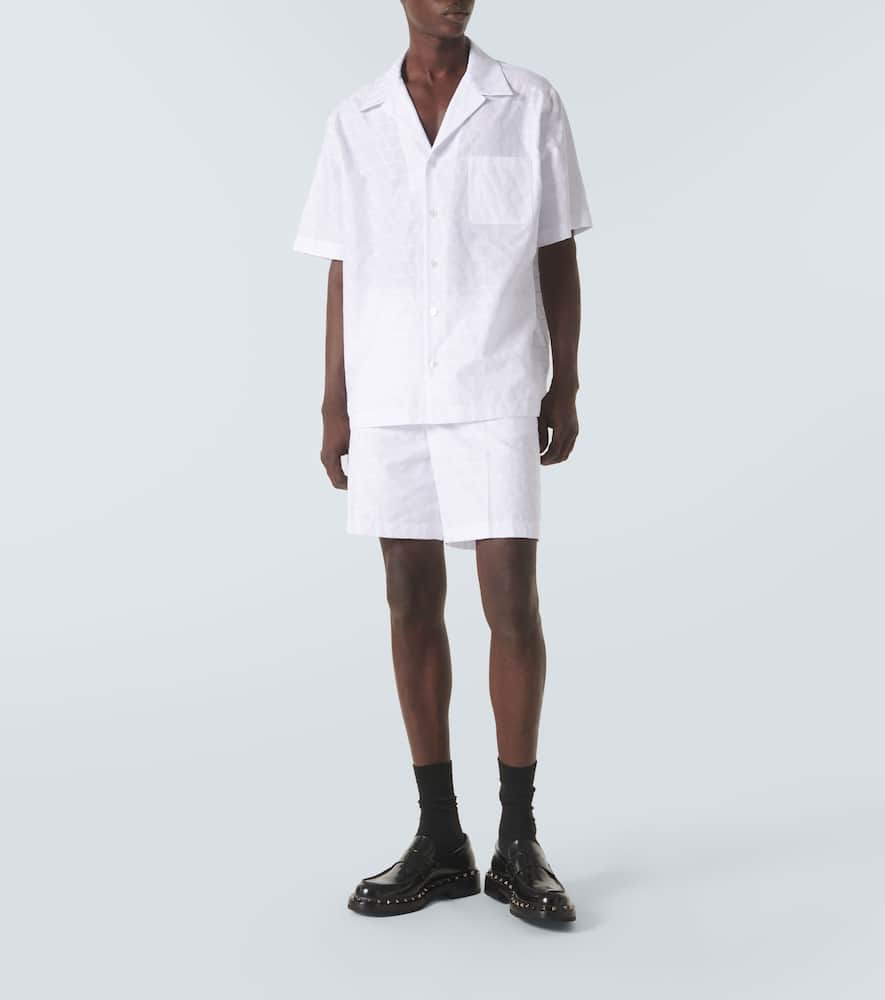 Jacquard cotton poplin shorts