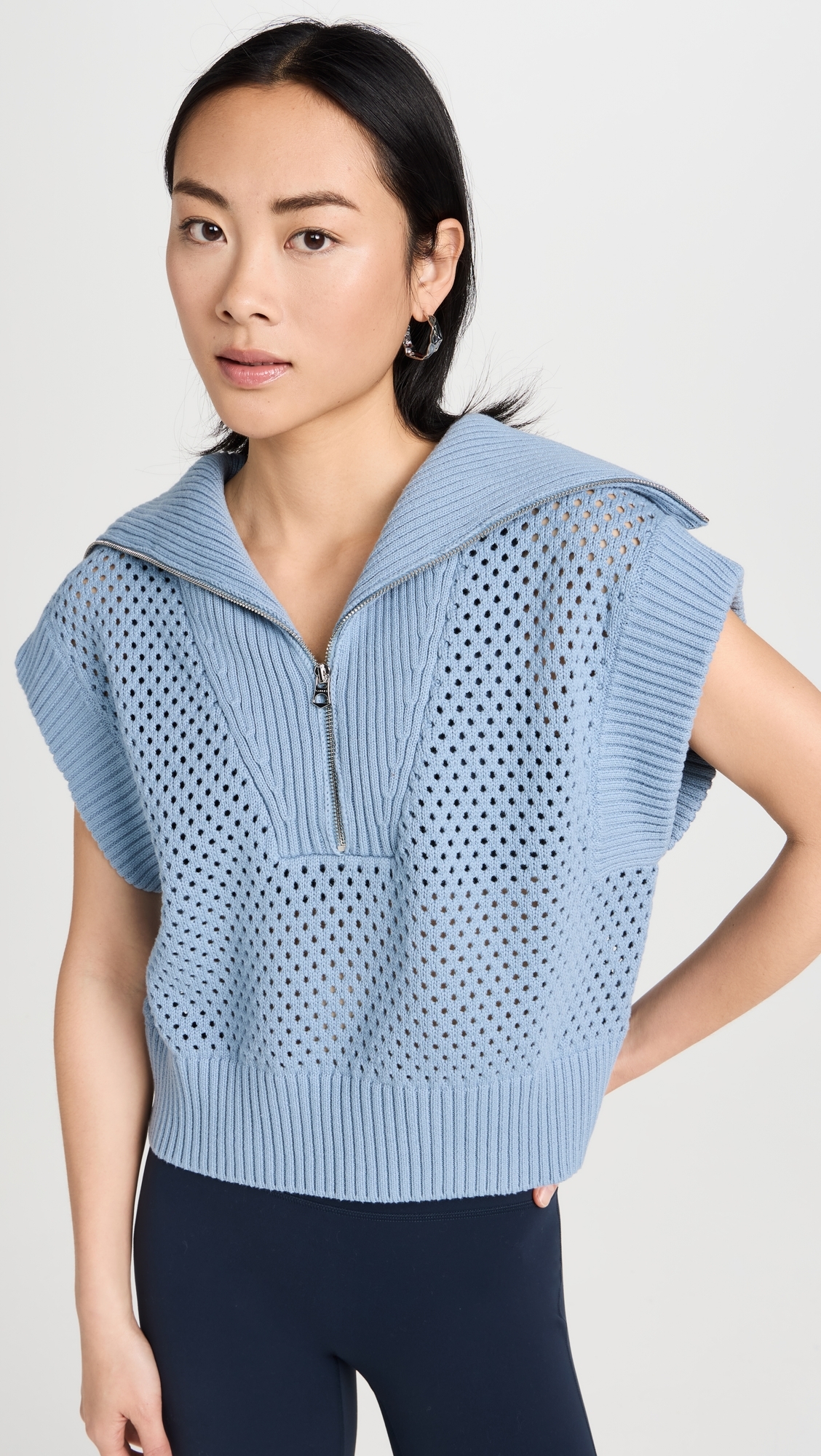 Mila Half Zip Knit Sweater Ashley Blue 
