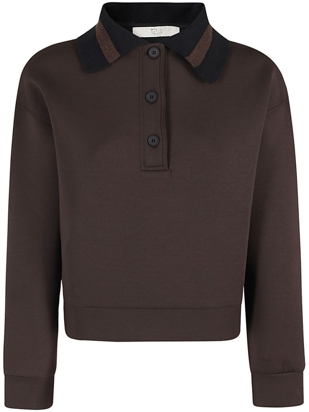 Contrast-collar polo top - Brown