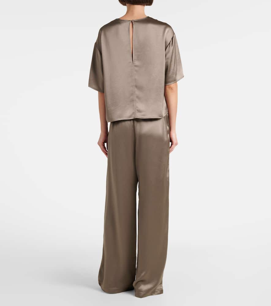 Barb satin wide-leg pants