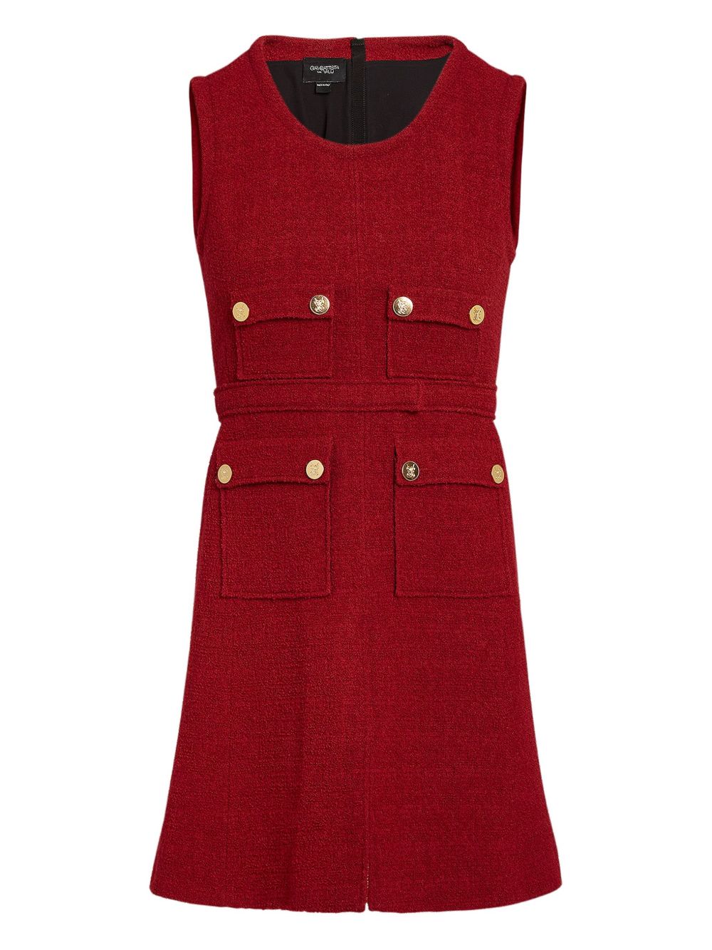 Bouclé button-detailed dress - Red