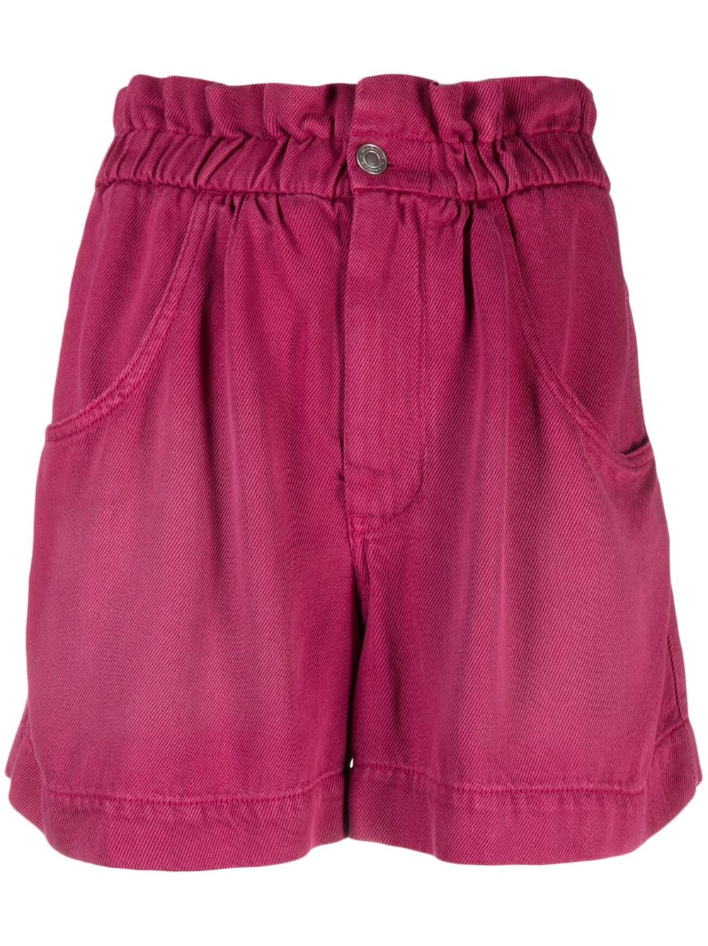 Gathered-wait denim shorts - Blue