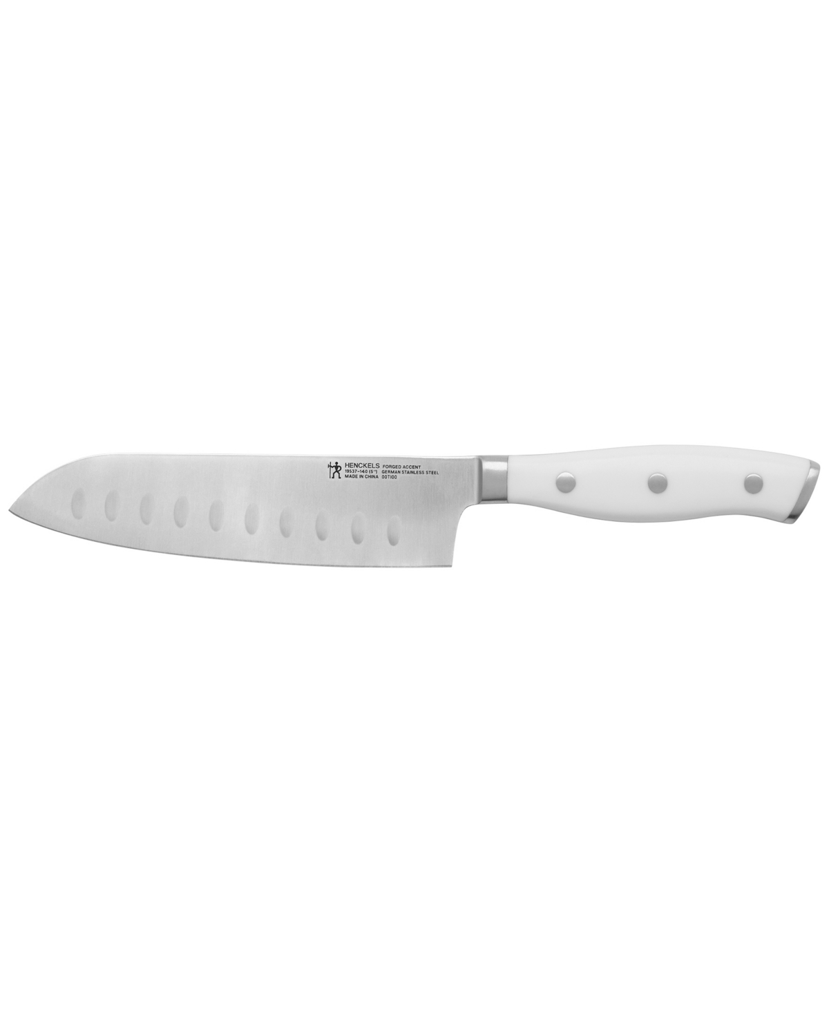 "Forged Accent 5"" Hollow Edge Santoku Knife with Handle - Stainless Steel Blade and White Handle"