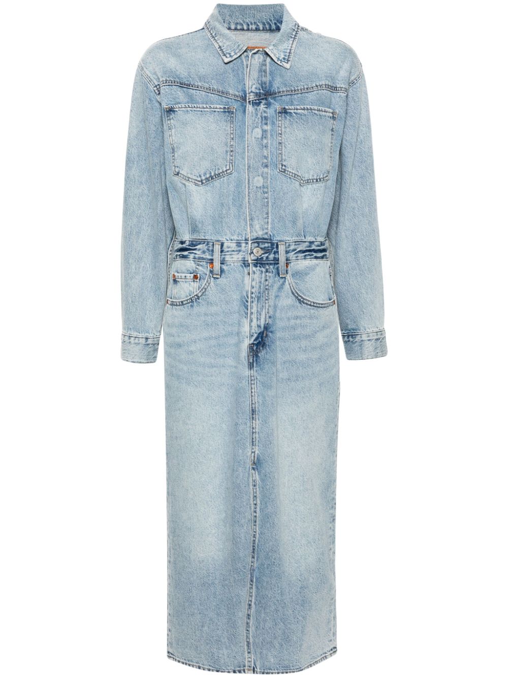 Mini logo-tag midi dress - Blue