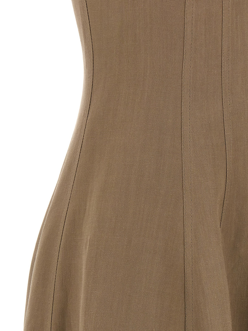 Sleeveless twill maxi dress - Brown