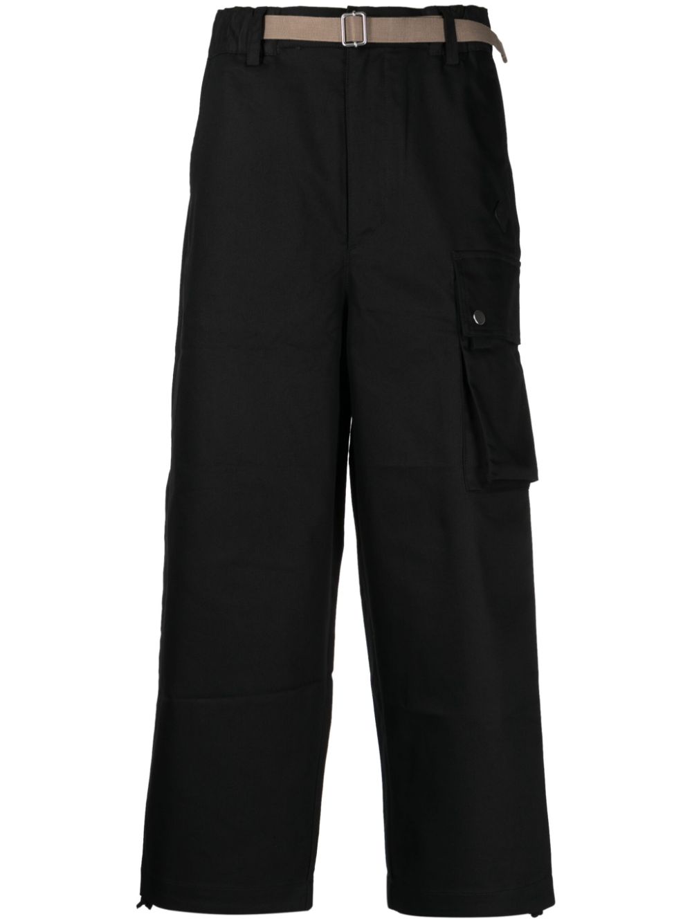 Cropped wide-leg cargo trousers - Black
