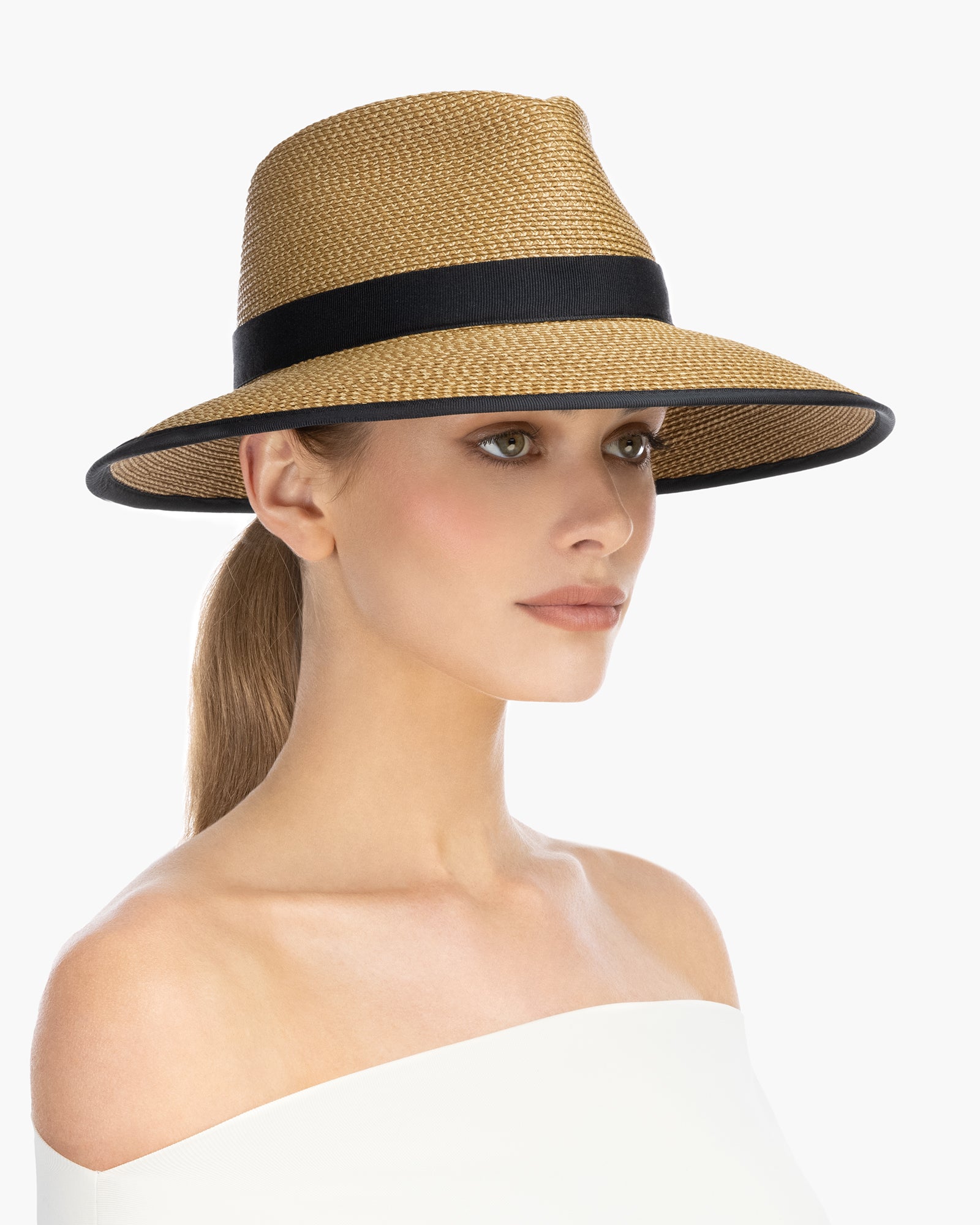 SunCrest Visor Fedora for Women - Blue Mix, 4 in Brim, UPF 50+ Protection