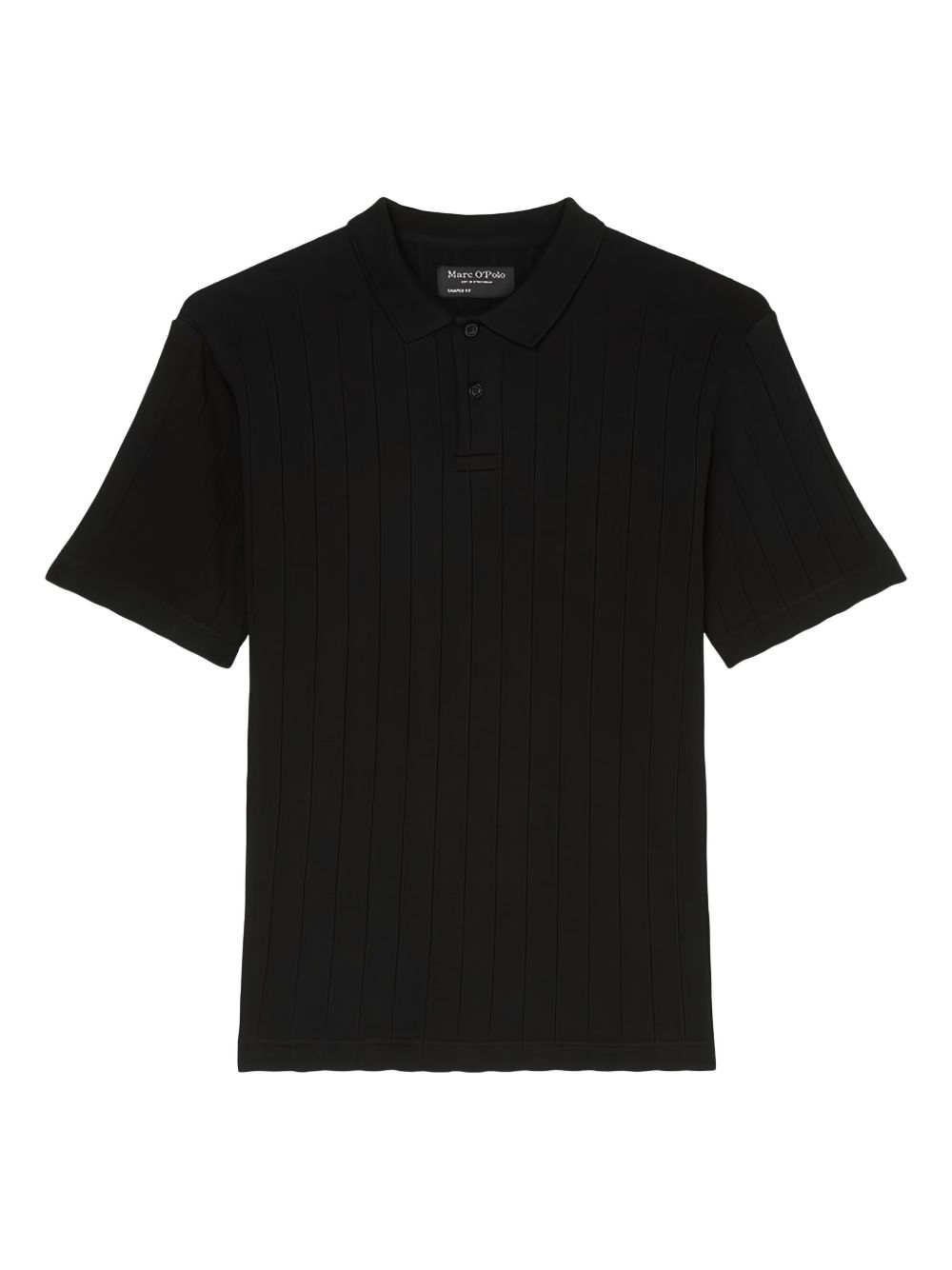 Ribbed short-sleeves polo shirt - Black