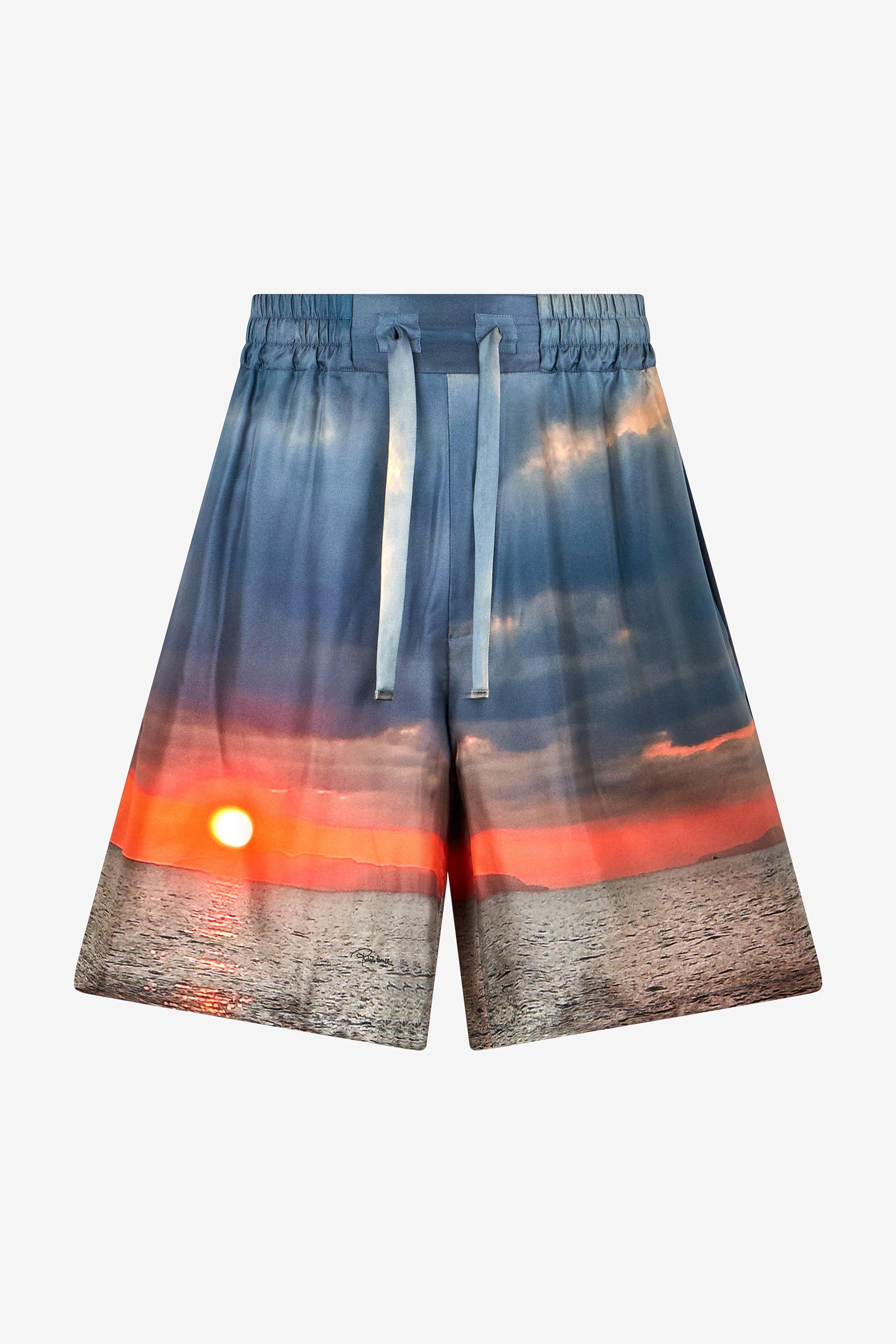 Silk Shorts With Sunset Print