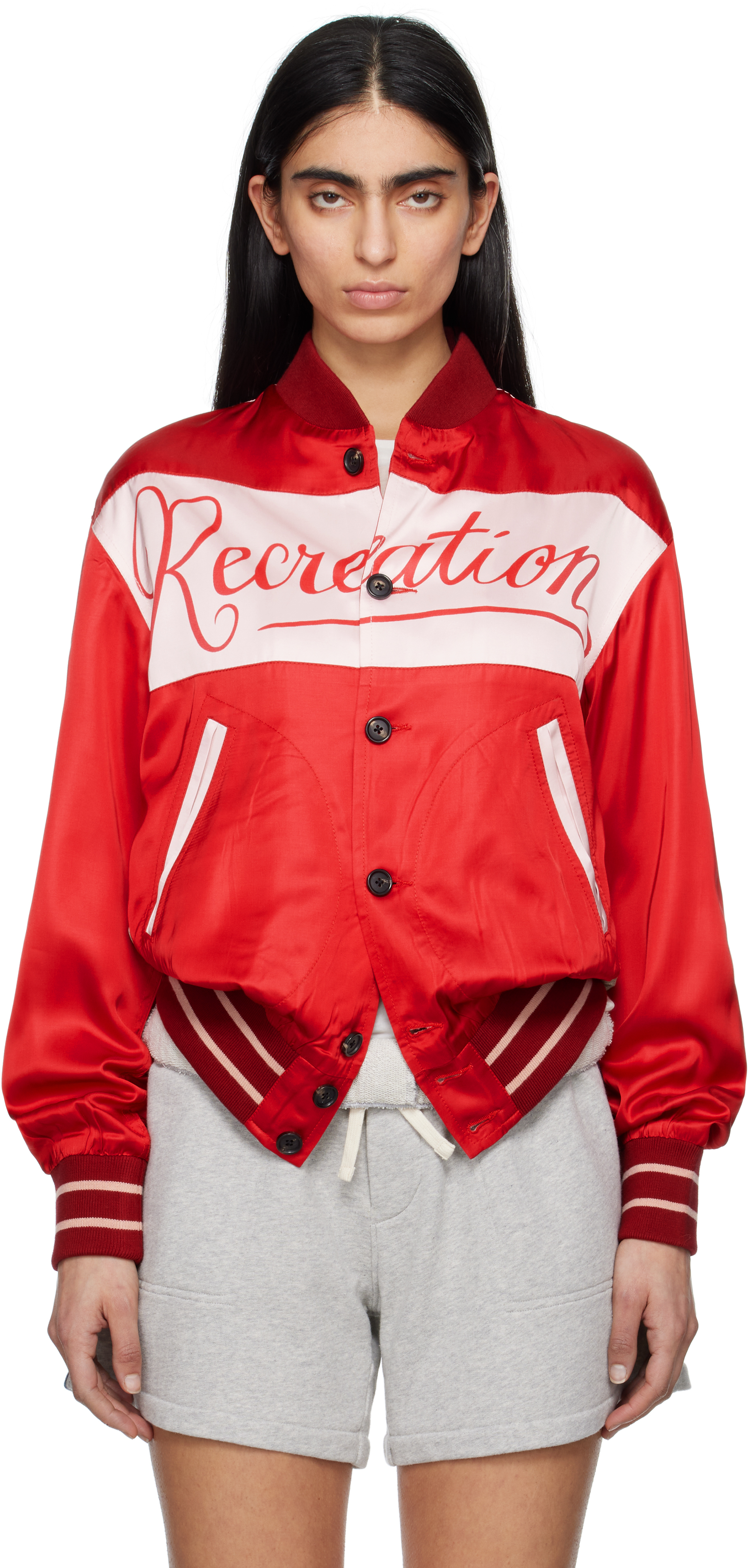 Bode Red & Pink Postcard Rally Jacket