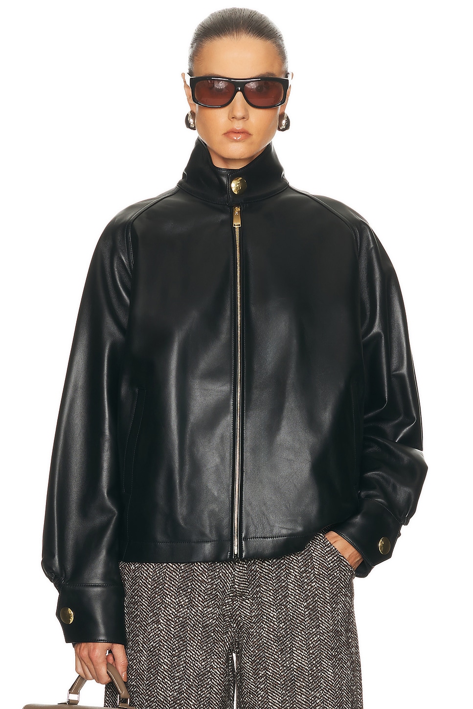 DARKPARK Robbie Plonge Nappa Leather Jacket in Black - Black. XS also in L