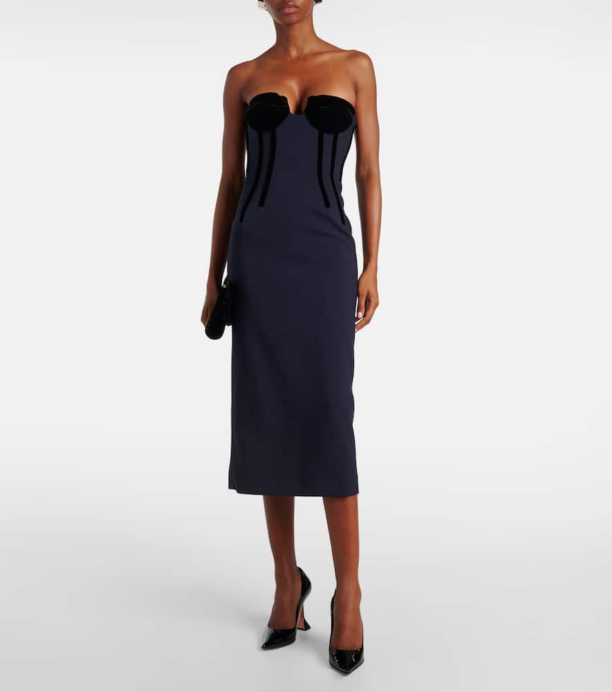 Anemone wool-blend bustier midi dress