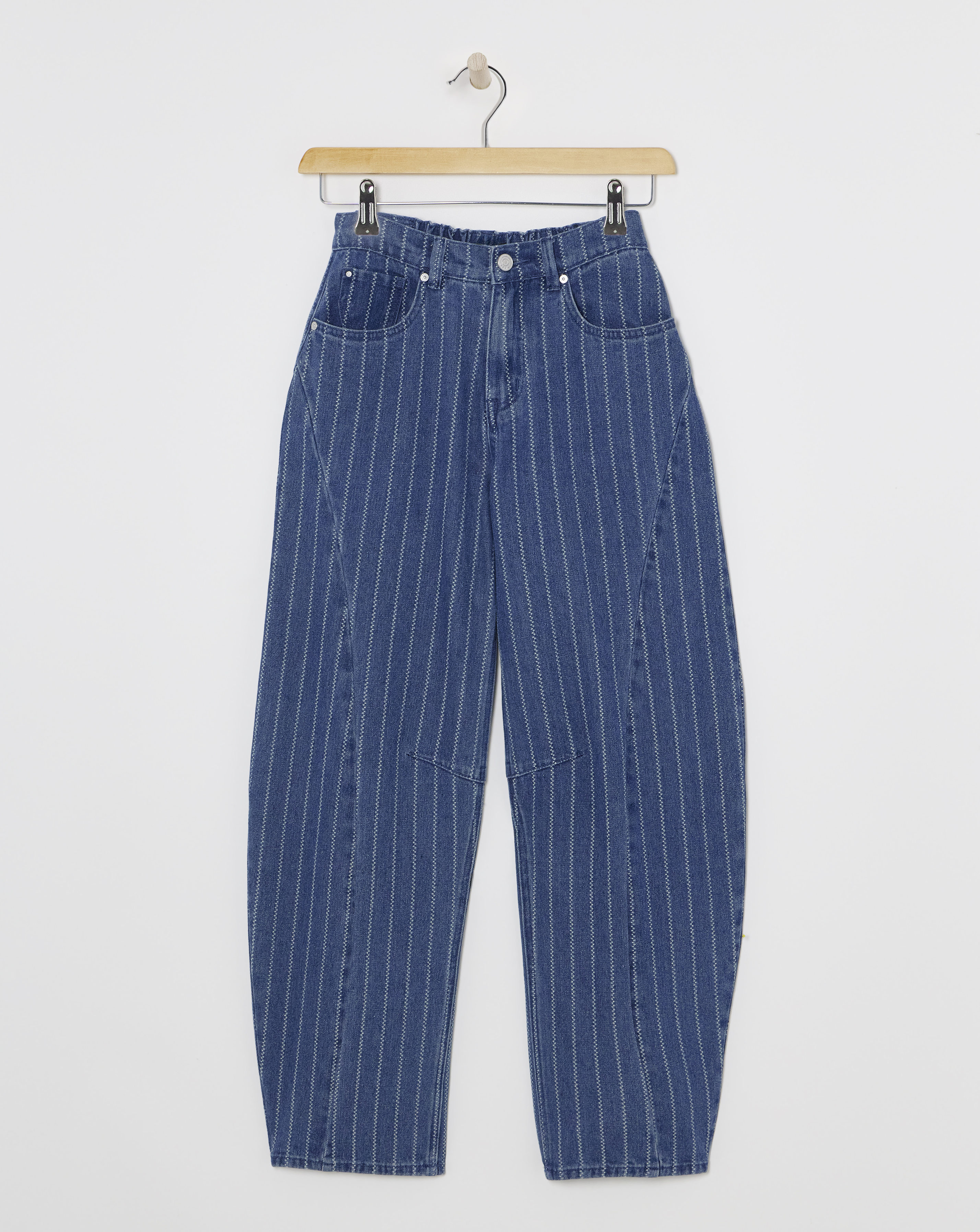 Simply Be Blue Stripe Barrel Jean