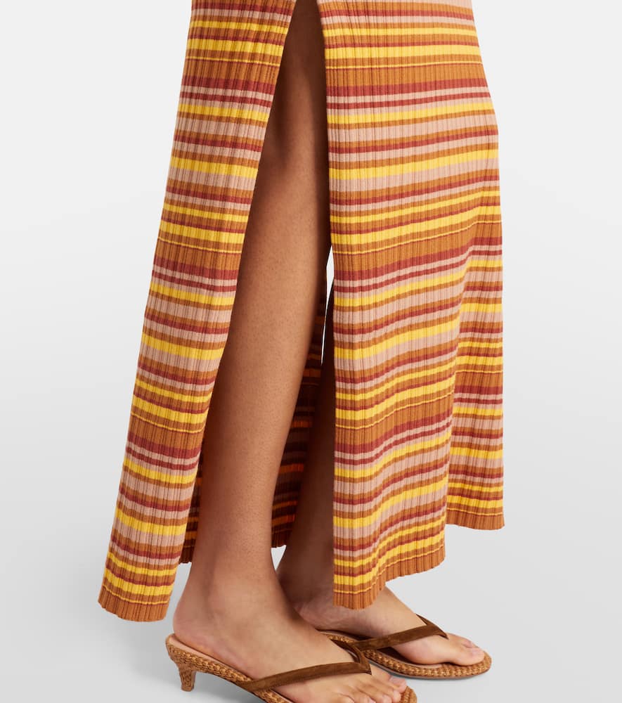 Rey cutout ribbed-knit striped maxi dress